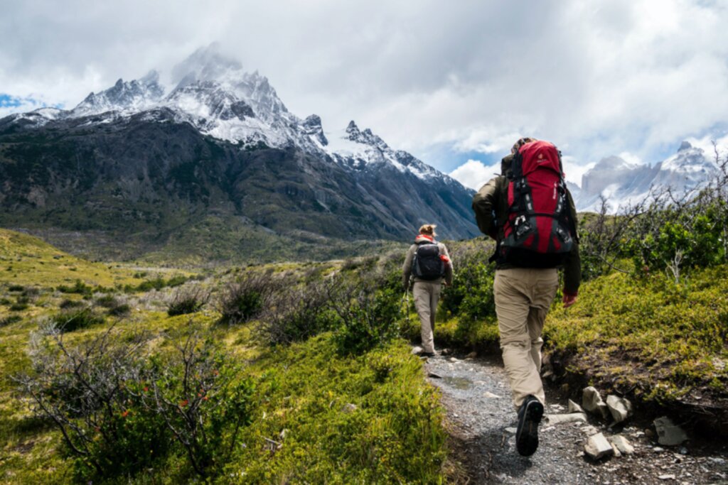 a couple hiking in the mountains